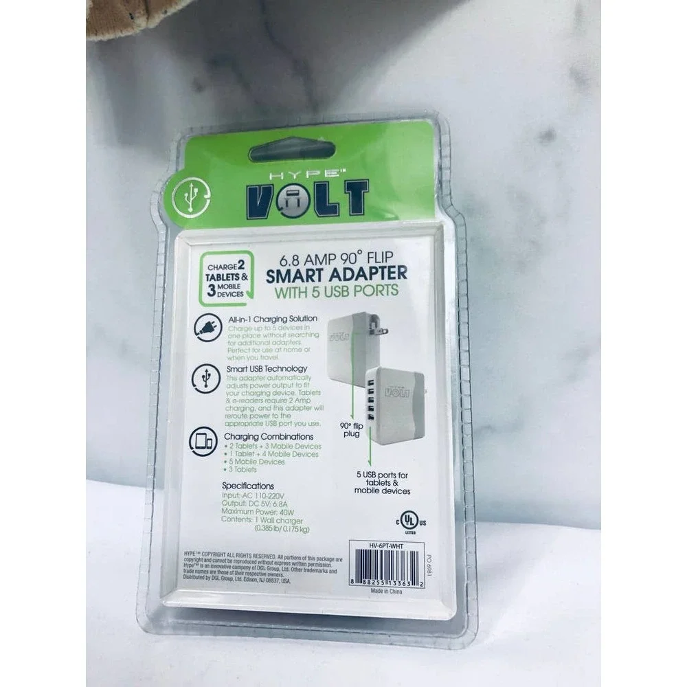 Smartphone Tablet Power Station 5 USB Port Wall Charger Outlet surge Protector